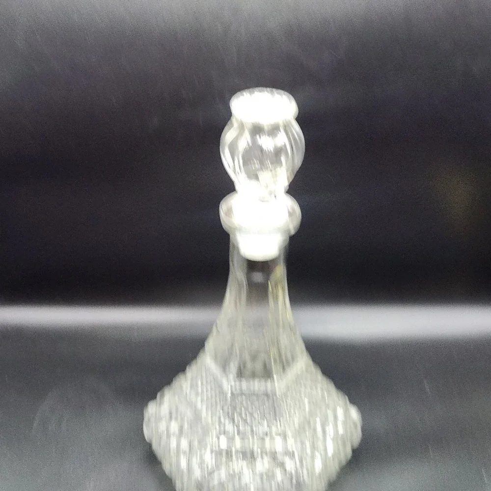 Vintage Clear Pressed Glass Decanter Diamond Point Pattern with Stopper